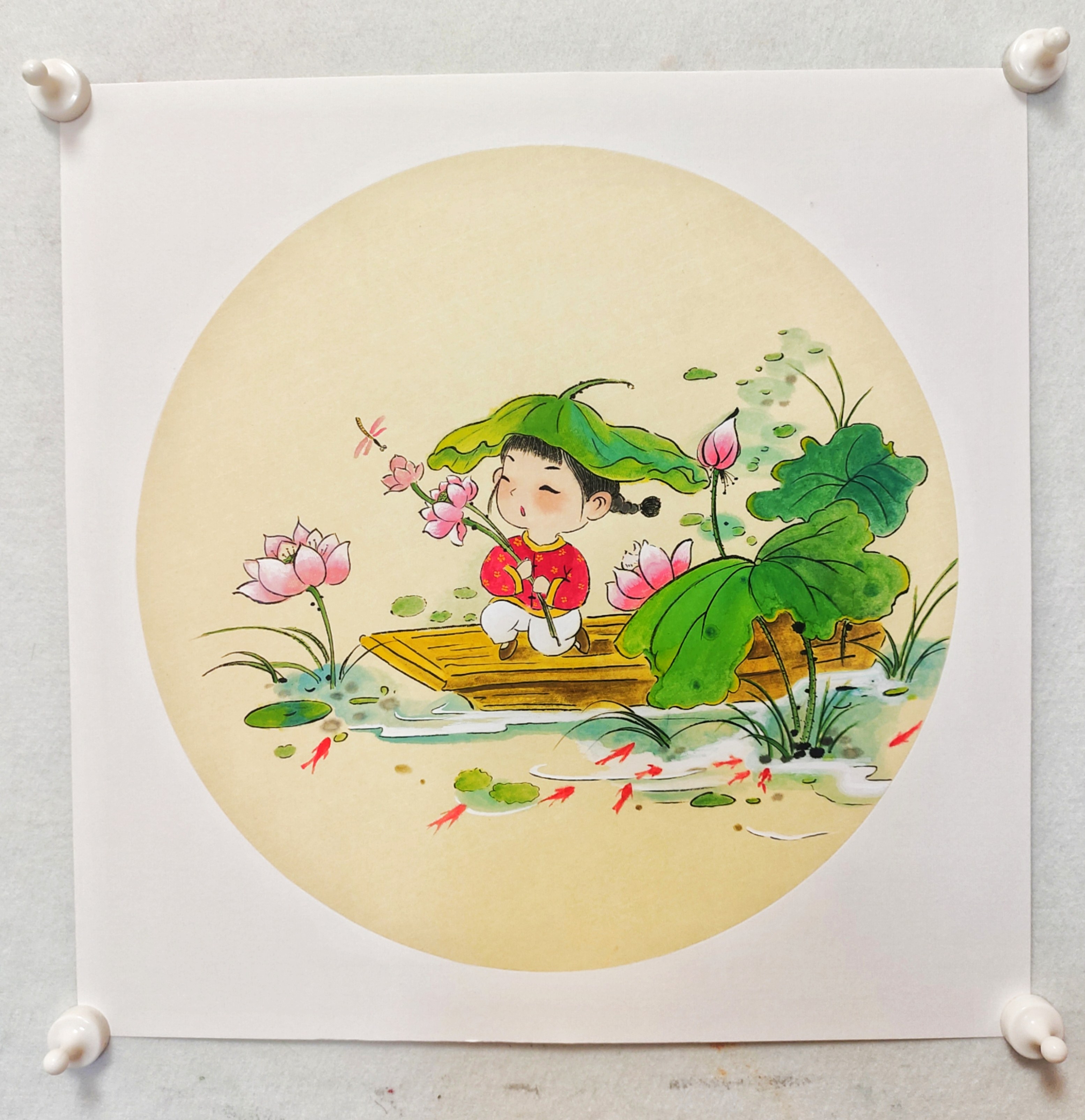 纯手绘国画字画真迹水墨写意人物画童趣图吉祥国画斗方客厅餐厅书