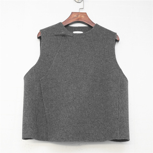 鸿思格HSG5211双面手工艺缝制羊绒羊毛新中式 系编扣复古文艺马甲