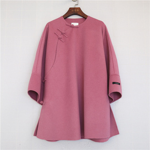 鸿思格HSG1022新中式 双面手工艺缝制羊毛上衣2025年复古毛呢外套