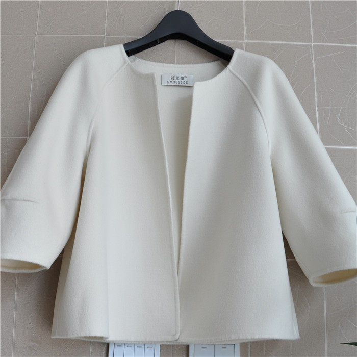 HSG095 鸿思格2019秋装新款 时尚精致双面手缝羊绒羊毛短款女外套,女装/女士精品,短外套,淘宝优惠券,粉丝福利购,淘宝优惠卷