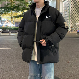 耐克顿棉衣男士2024冬季新款宽松立领保暖外套加肥加大码胖子冬装