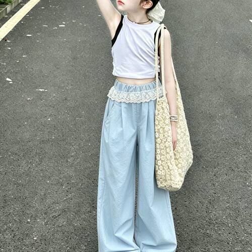 女童奶芙屁帘裤速干薄款阔腿裤