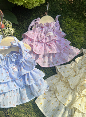 袋袋猫 浪漫小碎花宠物蓬蓬裙 狗狗夏季清凉连衣裙比熊小型犬衣服