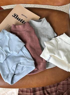 袋袋猫 婴儿棉纯色秋冬宠物打底T恤 狗狗比熊马尔泰纯棉衣服