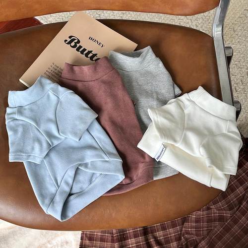 袋袋猫 婴儿棉纯色秋冬宠物打底T恤 狗狗比熊马尔泰纯棉衣服