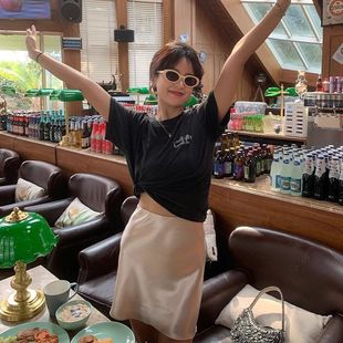 女新款 光泽感醋酸缎面半身裙2024夏季 高级气质高腰纯欲风显瘦短裙