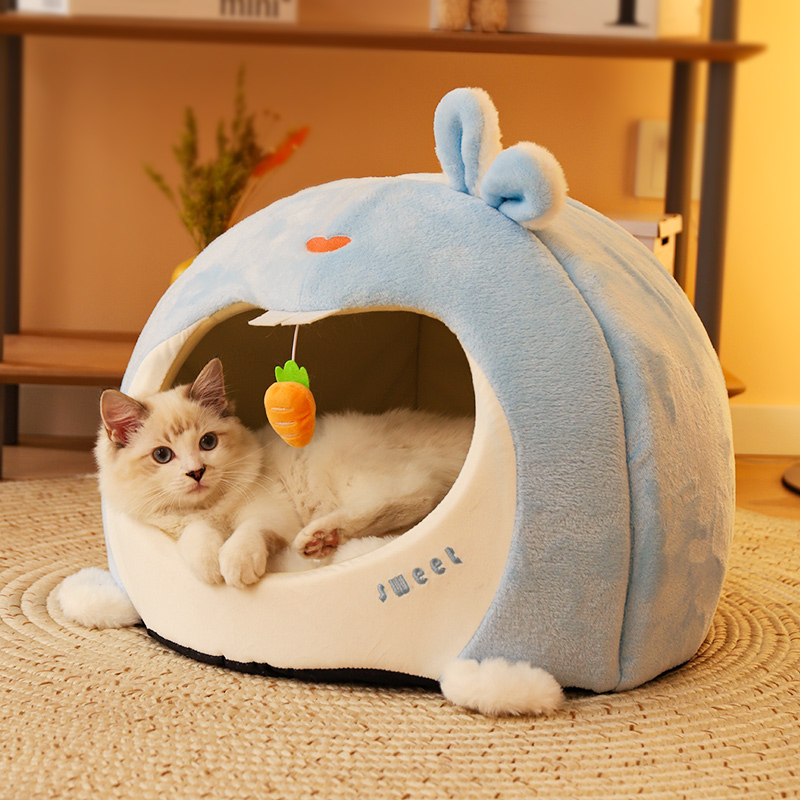 宠物冬天保暖猫窝半封闭可爱兔加厚安全感窝猫房子小狗过冬宠物窝