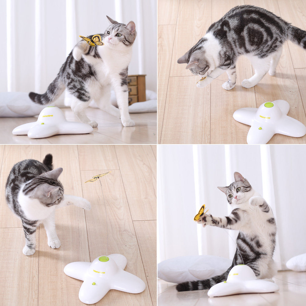 闪光蝴蝶互动益智逗猫棒图片