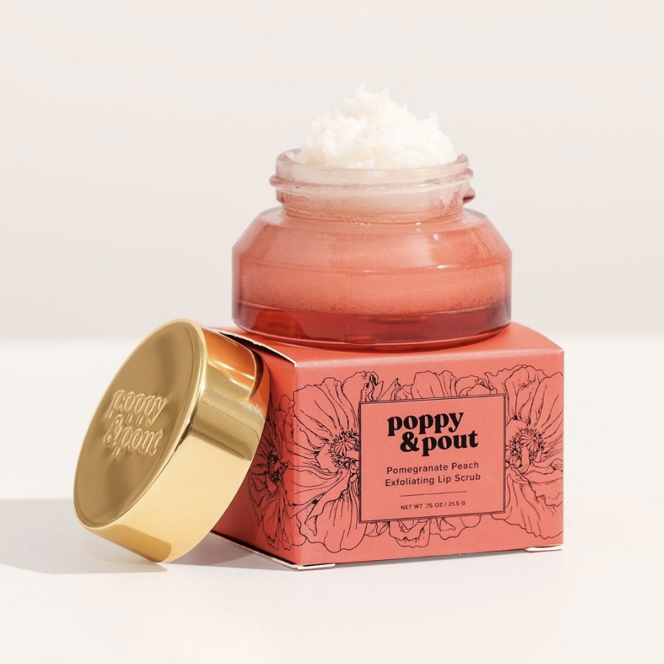 现货！美国Poppy & Pout天然有机石榴桃子唇部去角质磨砂膏21.5g