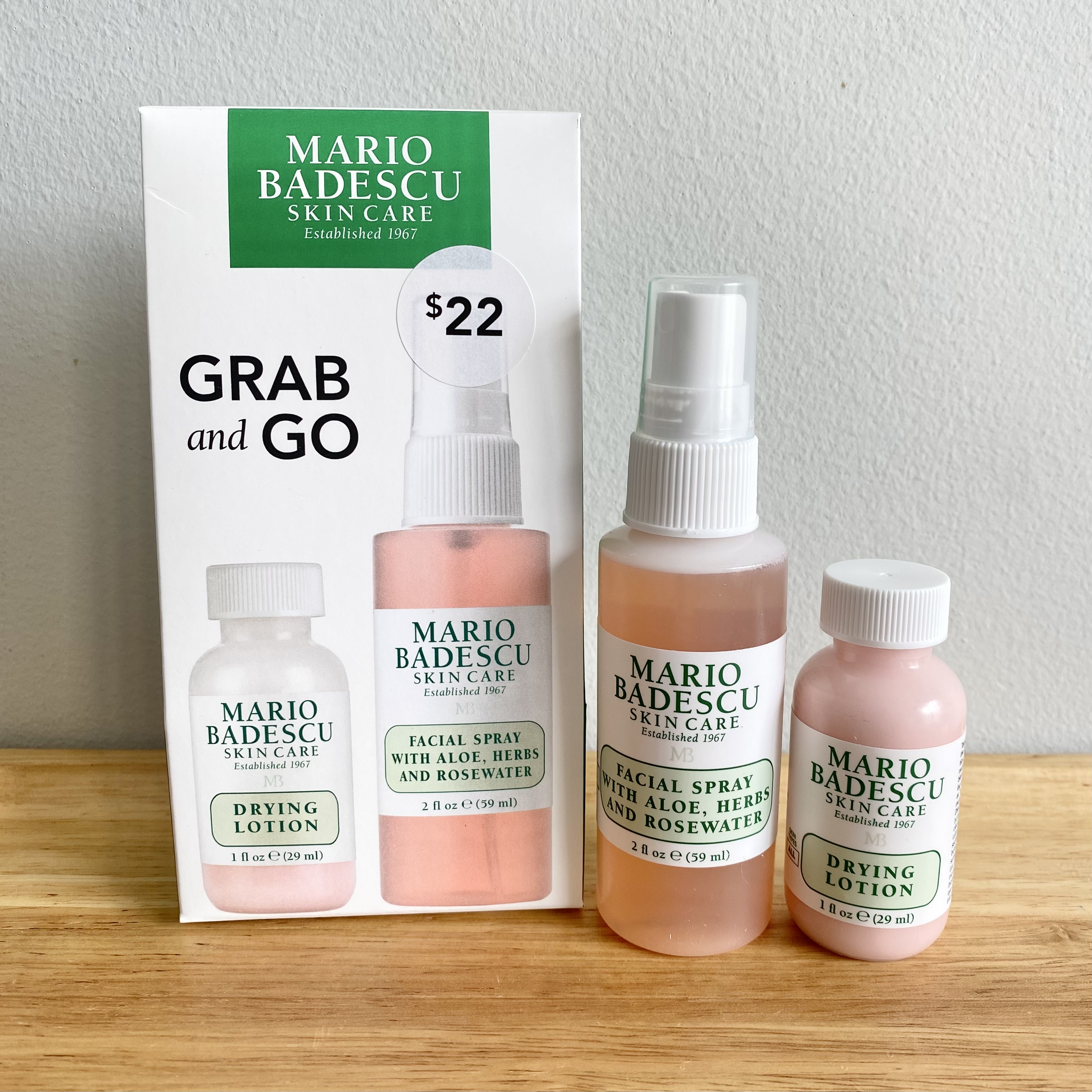 美国Mario Badescu净痘精华MB小粉瓶祛痘水杨酸29ml+玫瑰喷雾59ml