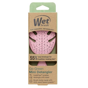 美国Wet Brush Go Green顺发梳子龙骨叶环保随身便携镂空mini粉色
