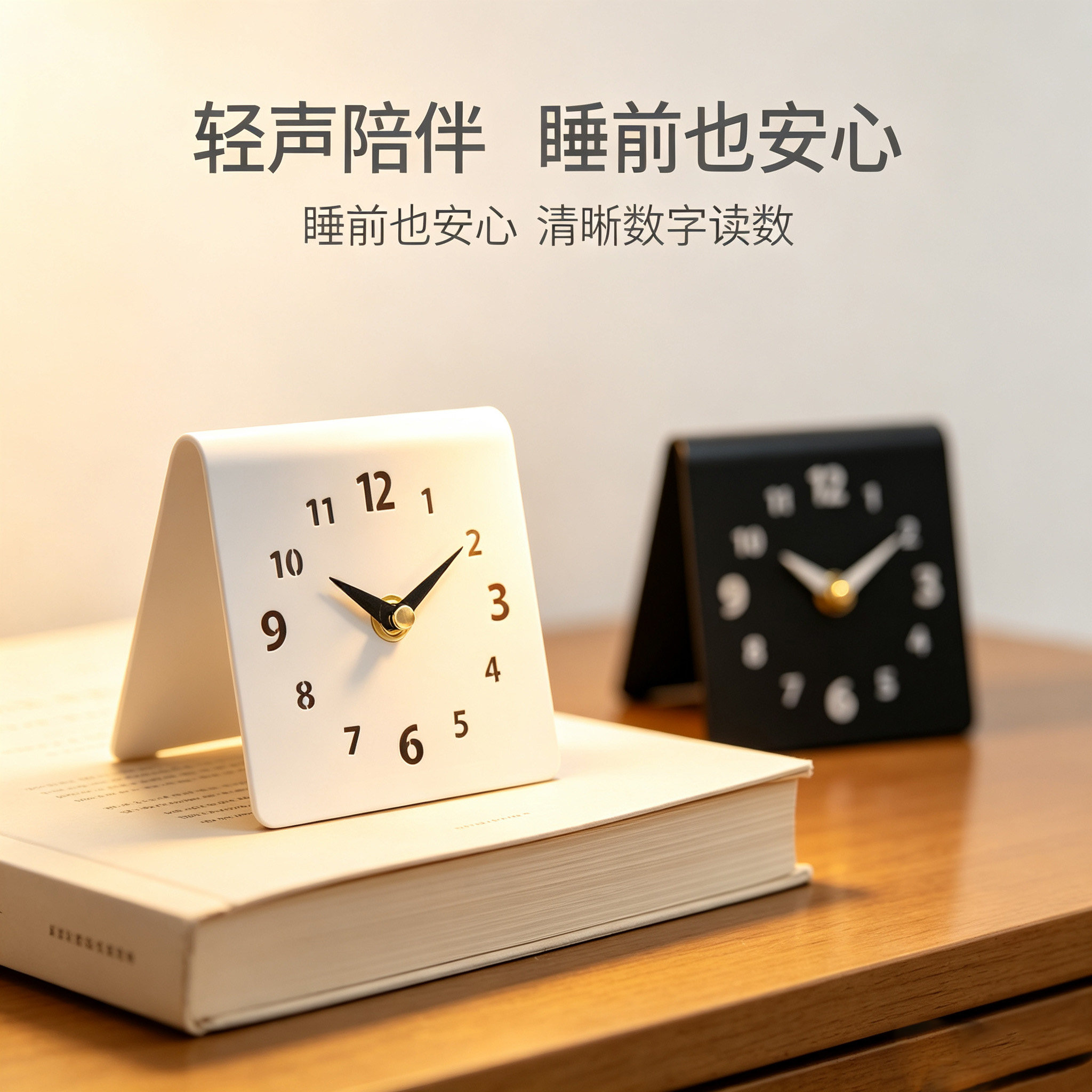 金属质感哑光铁片摆件玄关客厅家用创意台座钟静音卧室床头钟表