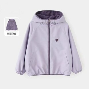 儿童两面穿冲锋衣2026秋冬新款加厚摇粒绒风衣女童秋冬季连帽外套