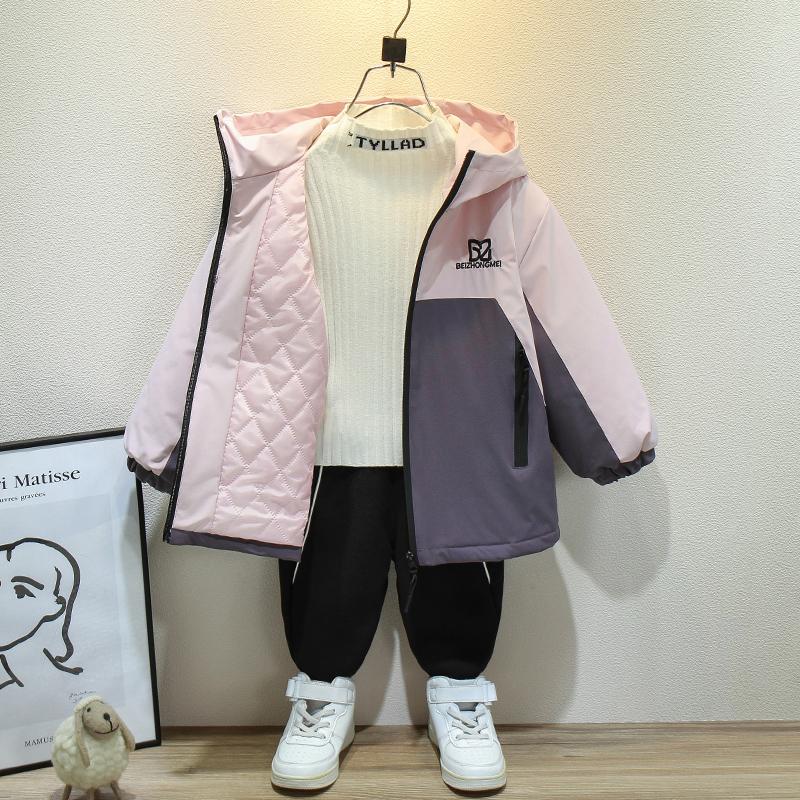 女童夹棉冲锋衣外套2025新款冬装