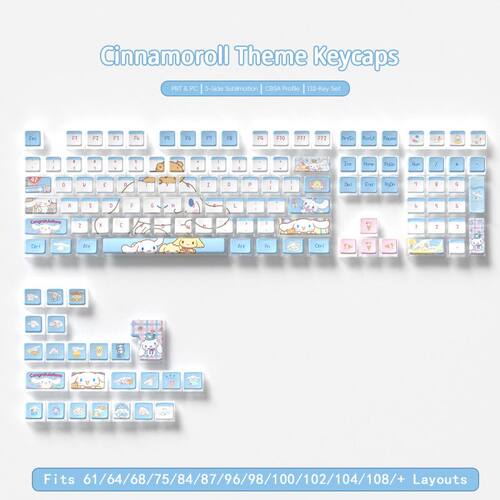 【四面透白底-玉桂狗】PC+PBT热升华小全套盒装机械键盘键帽