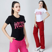 鬼步舞休闲服印花字母衣服成人女 广场舞运动套装 夏季 新款