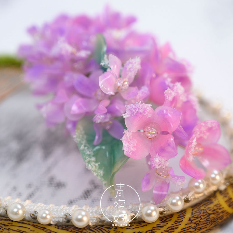 青梅安歌【拒霜思】花朝节紫藤花发饰汉服头饰簪子发梳流苏仙拍摄