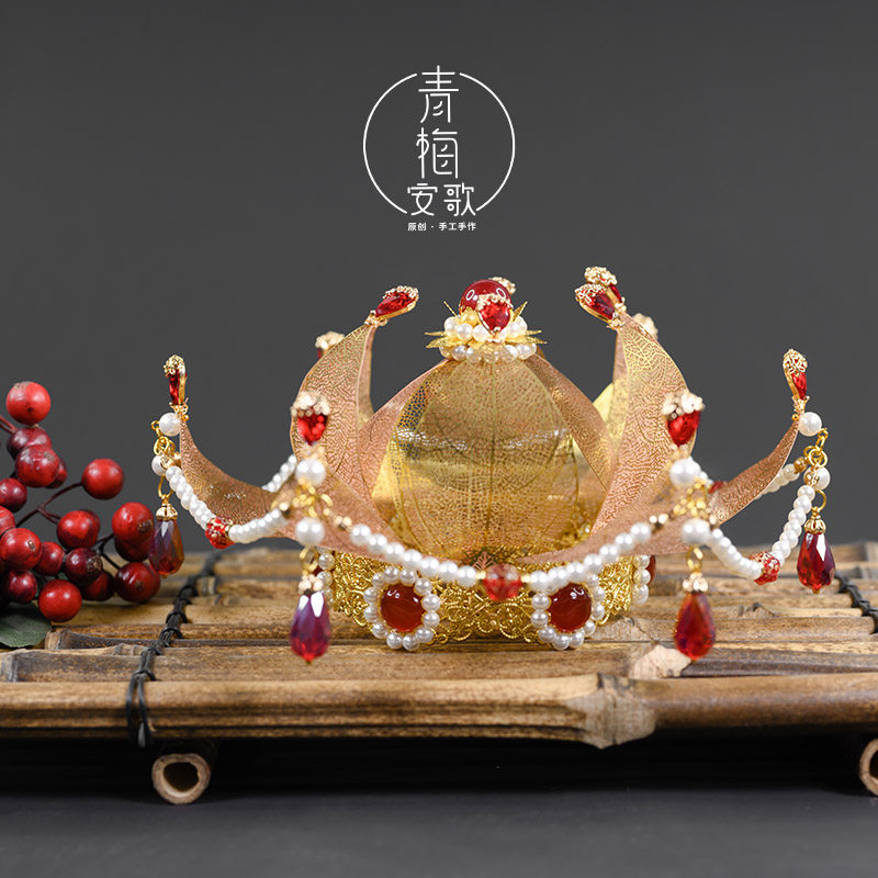 青梅安歌 【蓬莱舞】莲花冠敦煌飞天坦领发冠唐风发饰古风拍摄冠