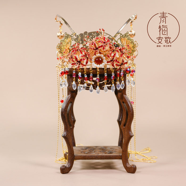 青梅安歌 【曼殊沙华】彼岸花元素系列发冠汉服流苏发冠古风头饰