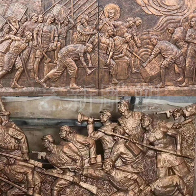 定制砂岩浮雕背景墙玻璃钢仿铜雕塑壁画人物动物风景雕刻装饰