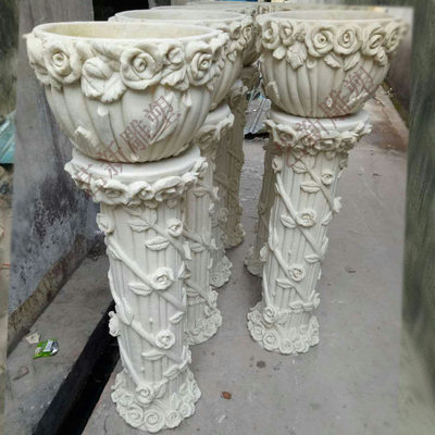 砂岩藤叶花盆柱墩玫瑰雕花艺术雕刻浮雕圆雕背景墙专业定制雕塑