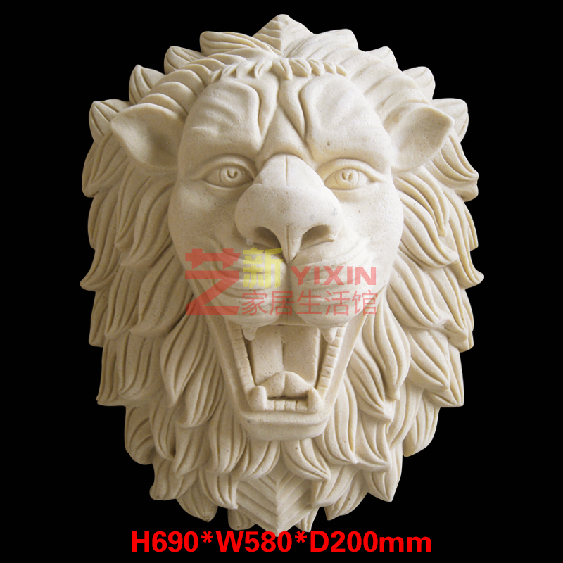 艺新款GRC水泥玻璃钢雕塑狮子头砂岩挂件精品室内外装饰雕刻定制