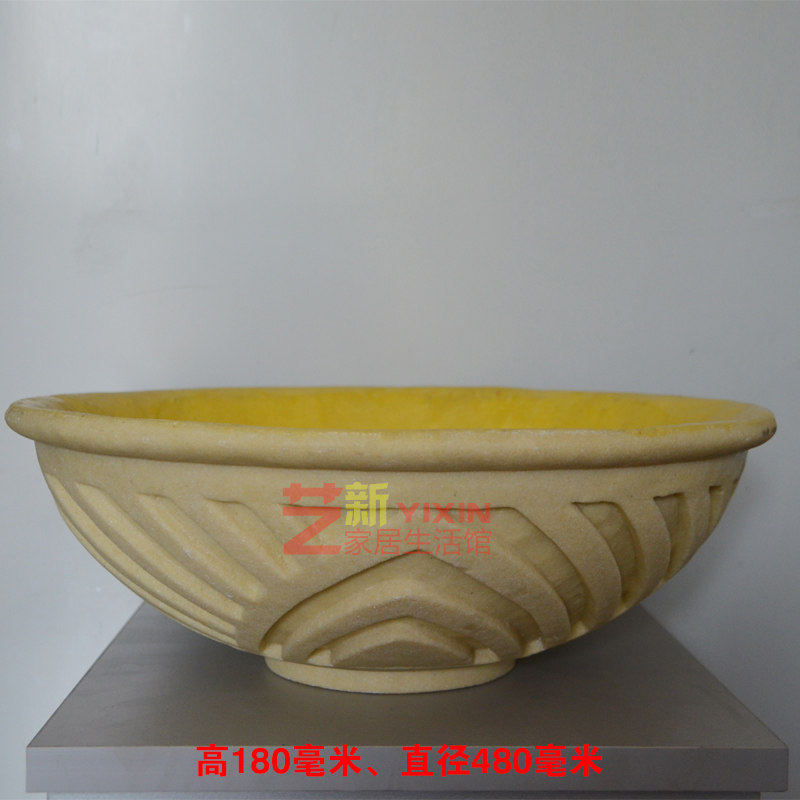 厂家直销GRC中式人造砂岩花盆花钵景观花园别墅立体雕刻摆件定制