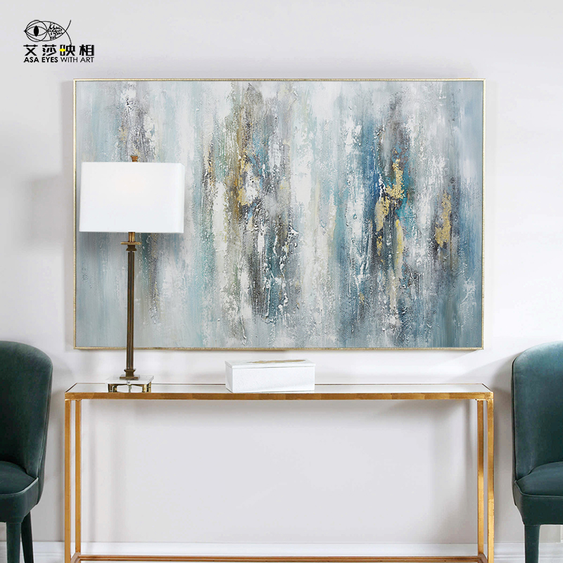 美式手绘油画轻奢简约客厅高级建筑抽象装饰画玄关画餐厅走廊挂画图片