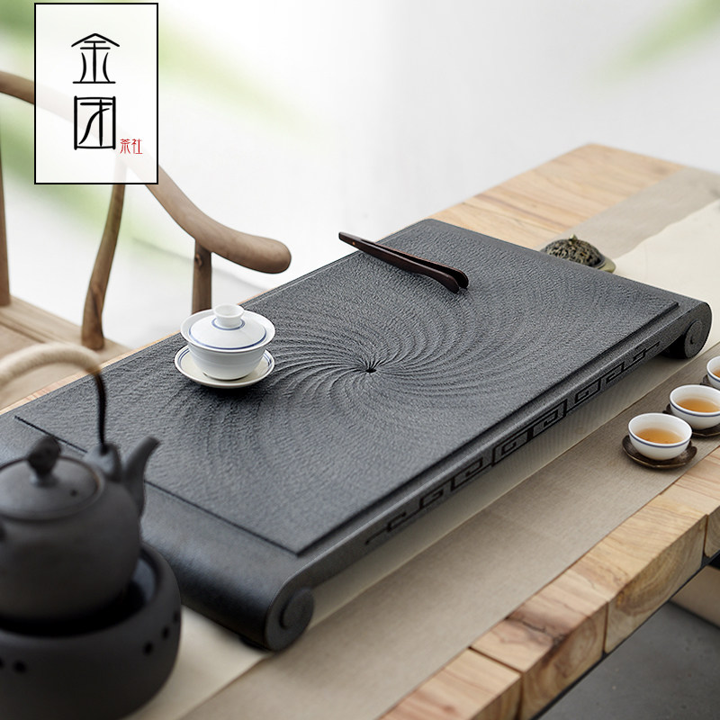 乌金石茶盘家用泡茶石头茶台整块大号天然石材茶托盘简约功夫茶海