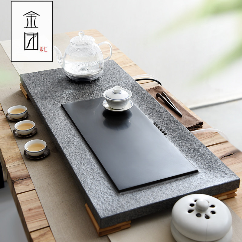 智能乌金石茶盘套装家用烧水煮茶自动加水电热茶炉石材功夫泡茶海