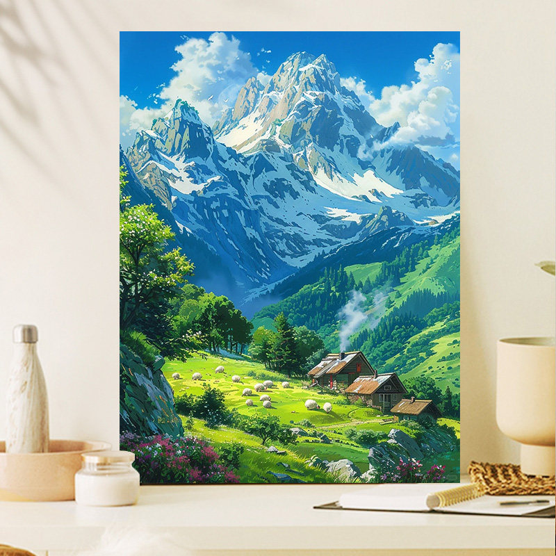 宫崎骏卡通风景数字油画