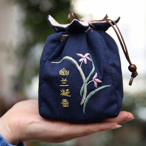 手工刺绣茶具收纳包diy材料包