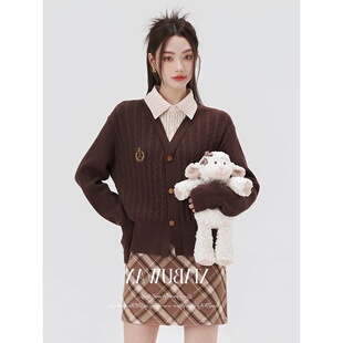 夏英伦学院风毛衣女秋冬新款美拉德上衣内搭小个子针织衫外套不晚