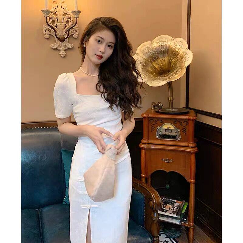 CHEONGSAM 개선 2024 새로운 새로운 중국 스타일 국립 스타일 여성 의류 복고풍 기질 슬림 하이 엔드 드레스 여름