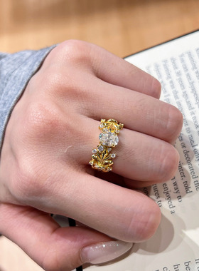 S925纯银！莫桑石鸢尾花鸽子蛋戒指1克拉5*7百搭小众轻奢高级感