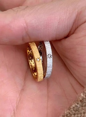 S925纯银！星芒素圈戒指拉丝工艺轻奢百搭叠戴神器纯银戒指