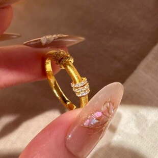 风情轻奢时尚 轻质高级纯银戒指 跑环戒指拉丝工艺意式 S925纯银