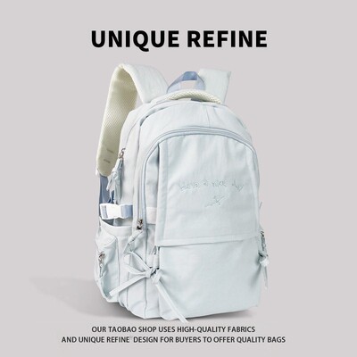 0123#新品 纯色双肩包女大容量2026新款高颜值书包初中高中生背包