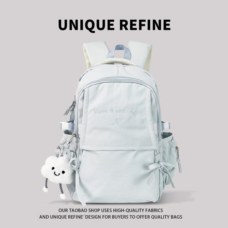 0123#新品 纯色双肩包女大容量2026新款高颜值书包初中高中生背包,箱包皮具/热销女包/男包,双肩背包,淘宝优惠券,粉丝福利购,淘宝优惠卷