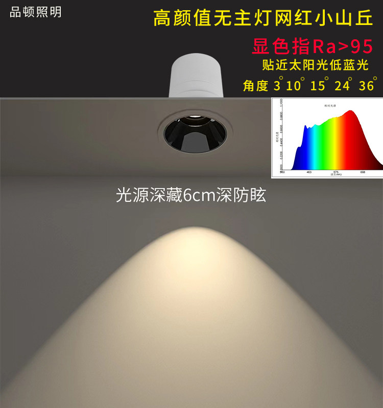 高颜值无主灯网红小山丘嵌入式洗墙射灯深防眩可调无副光斑天花灯