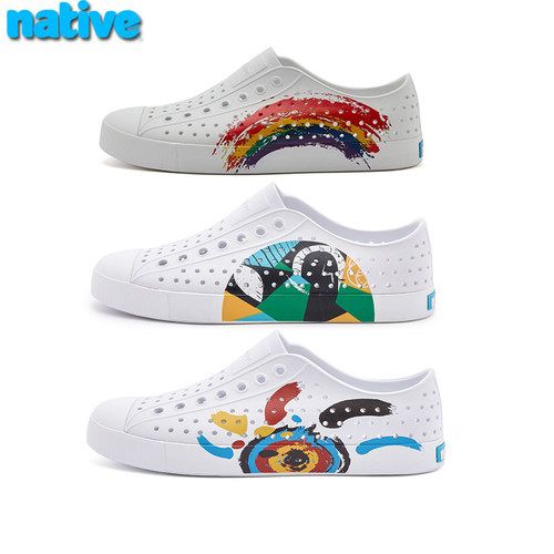 native彩虹款夏季透气洞洞鞋凉鞋