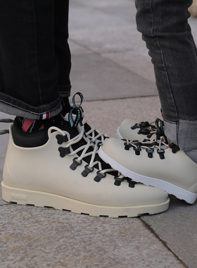 正品native秋冬新款亲子鞋儿童马丁靴成人户外防水保暖时尚高帮鞋