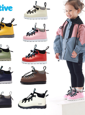 正品Native童鞋时尚加绒保暖防水马丁靴男童女童圆头高帮鞋棉靴子