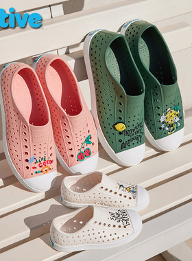 native亲子洞洞鞋Jefferson夏季鞋面印花AB款时尚透气休闲沙滩鞋