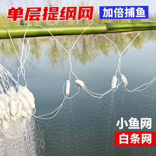 单层渔网粘网白条餐条专用沉网拎纲提纲捕鱼网丝网浮网河湖沾挂网