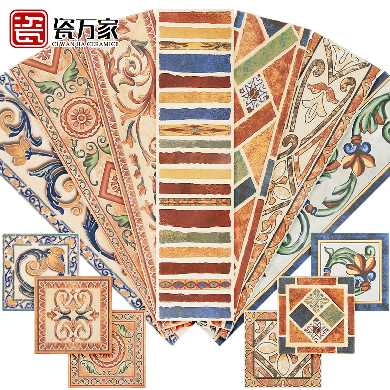 美式复古田园仿古波导线踢脚线阳台围边线客厅波打线厨卫腰线瓷砖