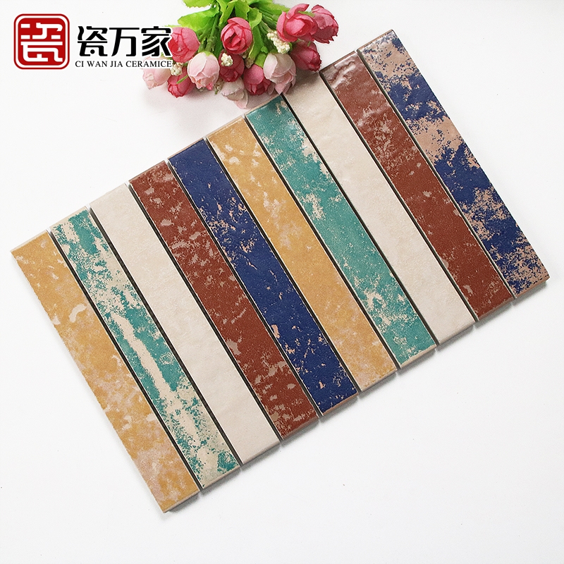 油画风格彩釉彩条门槛石过门石彩条瓷砖阳台厨房卫生间腰线瓷砖