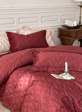 轻奢风100S天丝全棉四件套刺绣加棉绗缝被套纯棉1.8米床上用品