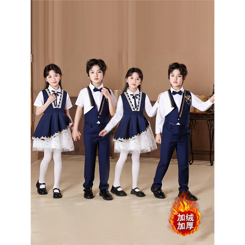 元旦儿童合唱演出服装中小学生诗歌朗诵大合唱团表演服学院风礼服
