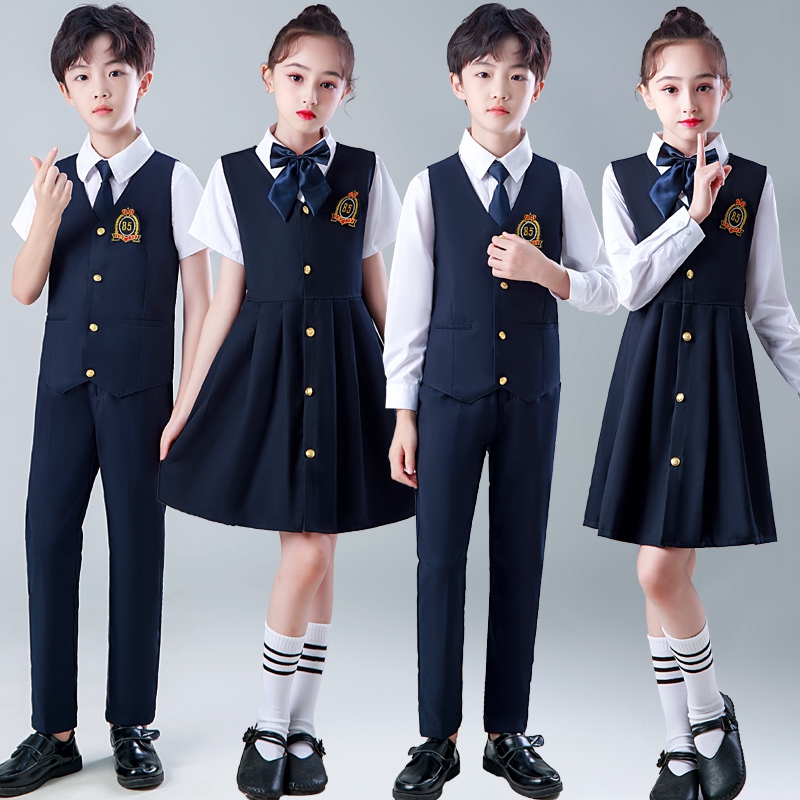 儿童合唱演出服小学生校服套装马甲西装幼儿园园服英伦风春秋班服